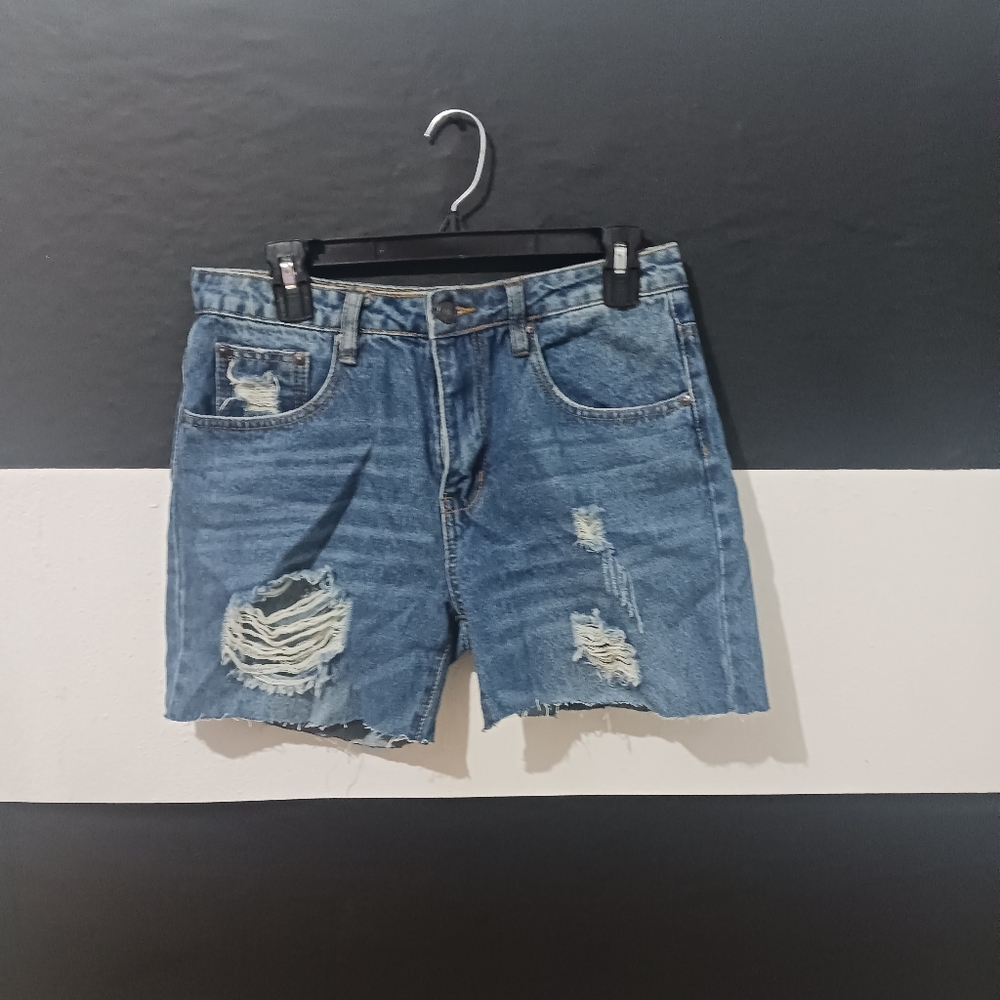 Almost Famous Women denim blue ripped short pant - Picture 3 of 9